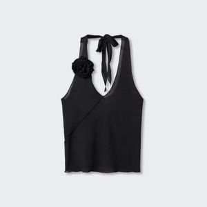 Flower-detail halter top